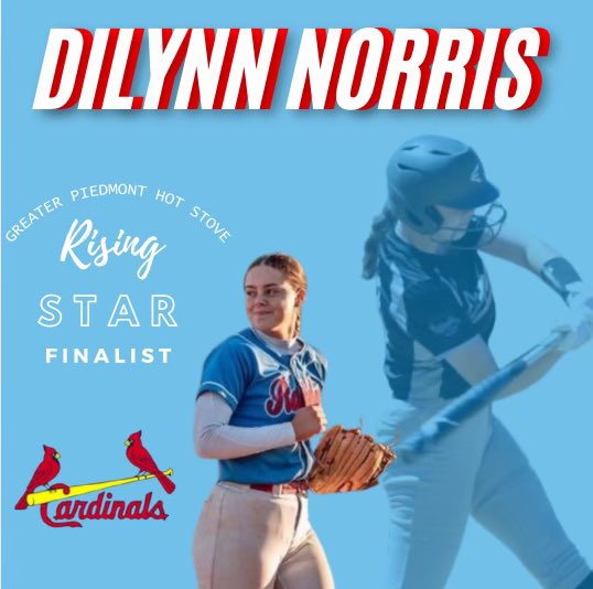 DilynnNorris's tweet photo. I am honored to be selected as a finalist for the High School Softball Rising Star of the Year Award! Thank you @HotStoveDinner @SCSportsReport 
 @CardinalsKelly https://t.co/eooX81ZKKX