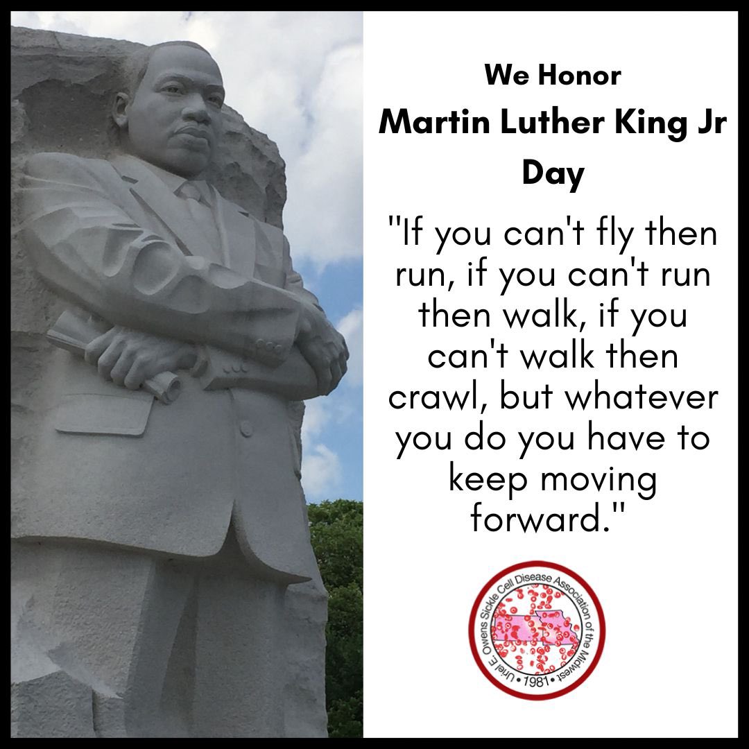 Honor Dr. King with action this #MLKDay—a day on, not a day off! Many with #SickleCell rely on #blooddonations to survive. January is #NationalBloodDonorMonth, so give back and make it a #DayOfService: Schedule your donation today! savealifenow.org #MLKDayOfService #UEOScd