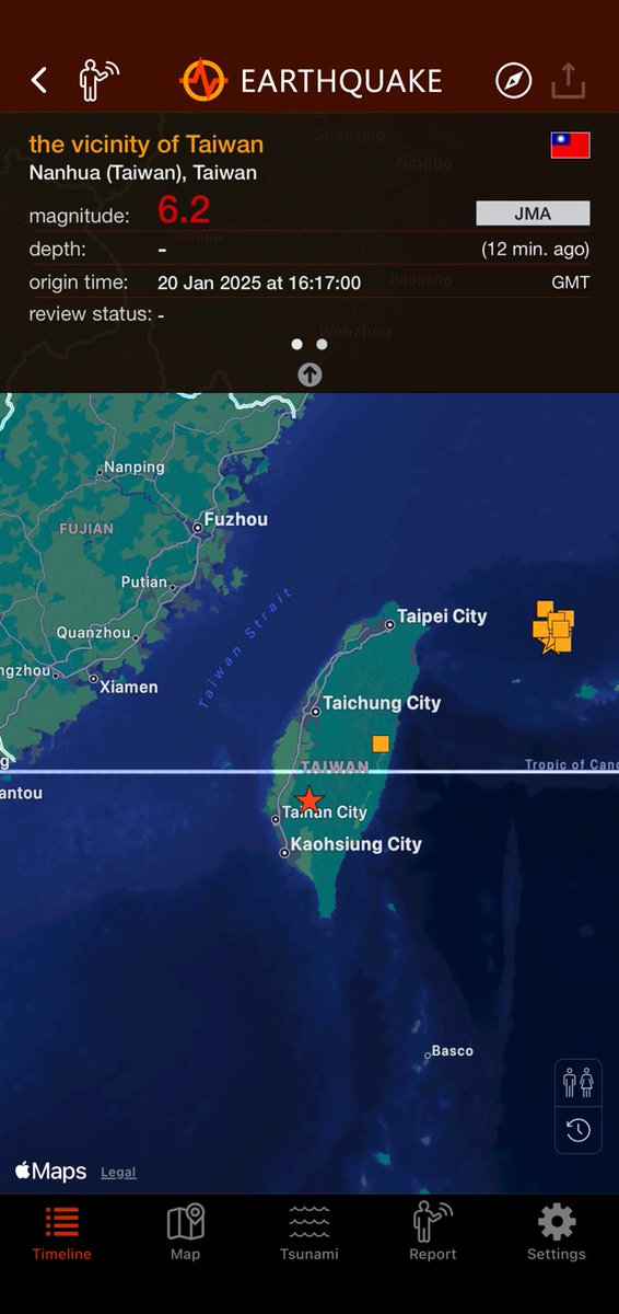 iperic's tweet image. 12 min. ago #earthquake 6.2 has hit Nanhua (Taiwan), Taiwan, 0.0km, 16:17 GMT (JMA ) earthquake.app/m/?e_id=jma.20…