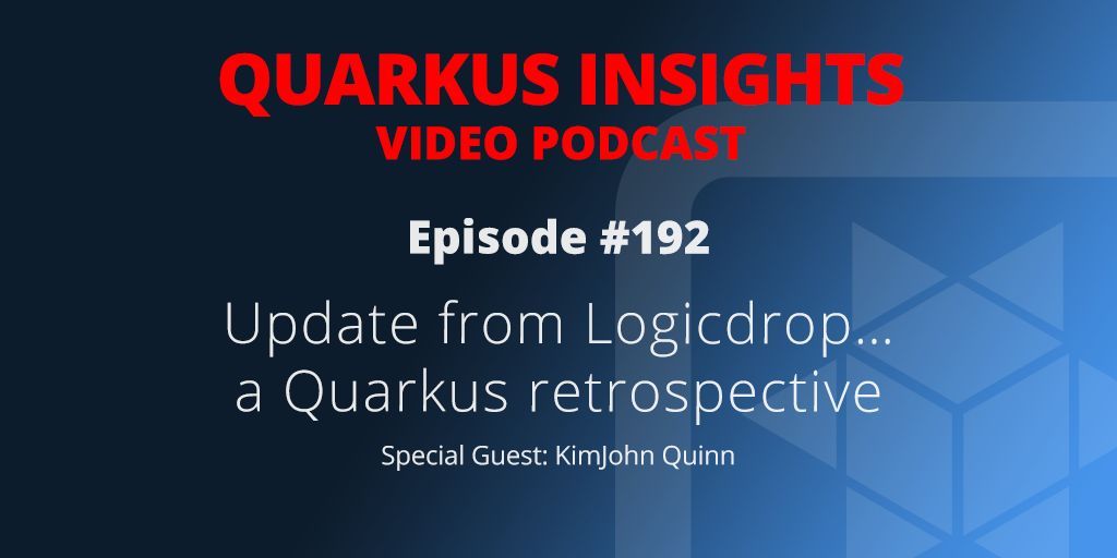 QuarkusIO's tweet image. ⏰ Starting soon! Join us for Quarkus Insights Ep. #192 as KimJohn Quinn give us an update of Logicidrop's experience with migrating to Quarkus and using it to deliver solutions for their clients over the last four years.

buff.ly/3LZiEoV

#java #quarkus #quarkusinsights