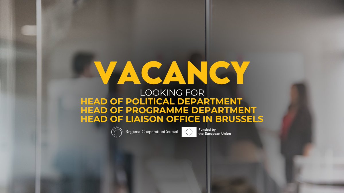 rccint's tweet photo. ‼️Vacancies alert!‼️

We’re looking for:
👉🏻 Head of Political Department
👉🏻 Head of Programme Department
👉🏻 Head of Liaison Office in Brussels

📆Deadline for application: 17 February 2025

All information at⏭️https://t.co/icfKCK9Mp5

#poweredbyRCC 🇪🇺 https://t.co/ND0B3qHX7u