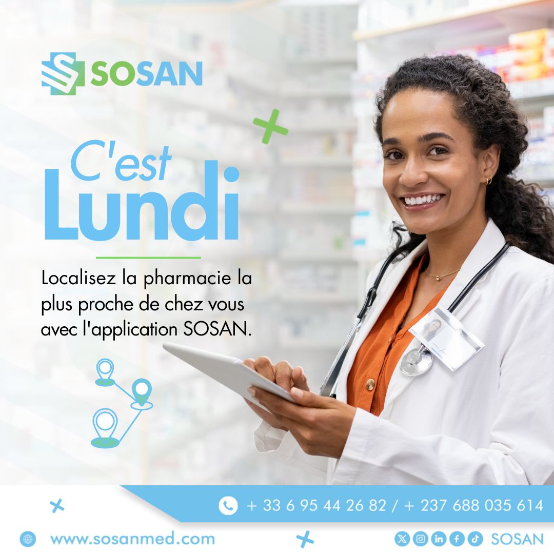 SosanOfficiel's tweet photo. Lundi = nouvelle semaine = Une nouvelle opportunité de prendre soin de soi et de ses proches. 📷 Télécharge SOSAN et trouve la pharmacie la plus proche en un clin d'œil. 📷📷 #SOSAN #santé #pharmacie https://t.co/QS49QH2v0q