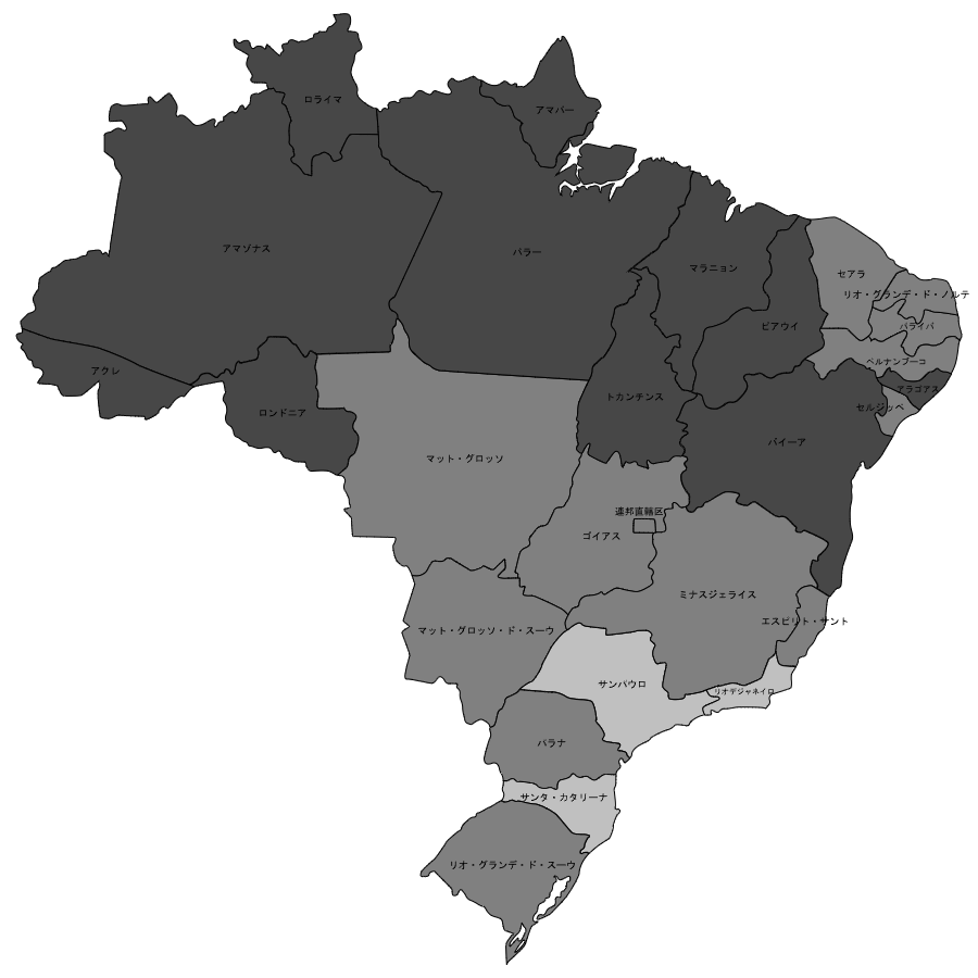 ブラジルの州別の合計特殊出生率を示した階級区分図を作ってみた。 階級は、 「1.8以上」 「1.6以上1.8未満」 「1.4以上18.6未満」  の3つ。 「都市部で高く、農村部で低い」という現象は多くの国で見られる。北部は赤道周辺だからなのか、ブラジルの場合はそれが南北で ...