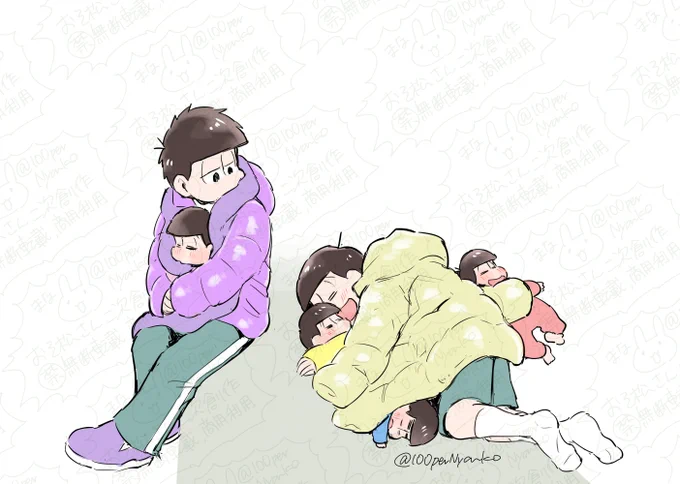 1月20日+0歳児の日(0の付く日を0歳児の日と言い張って0歳児の松を描く活動をしています)むつごのダウンジャケットだいすき! 