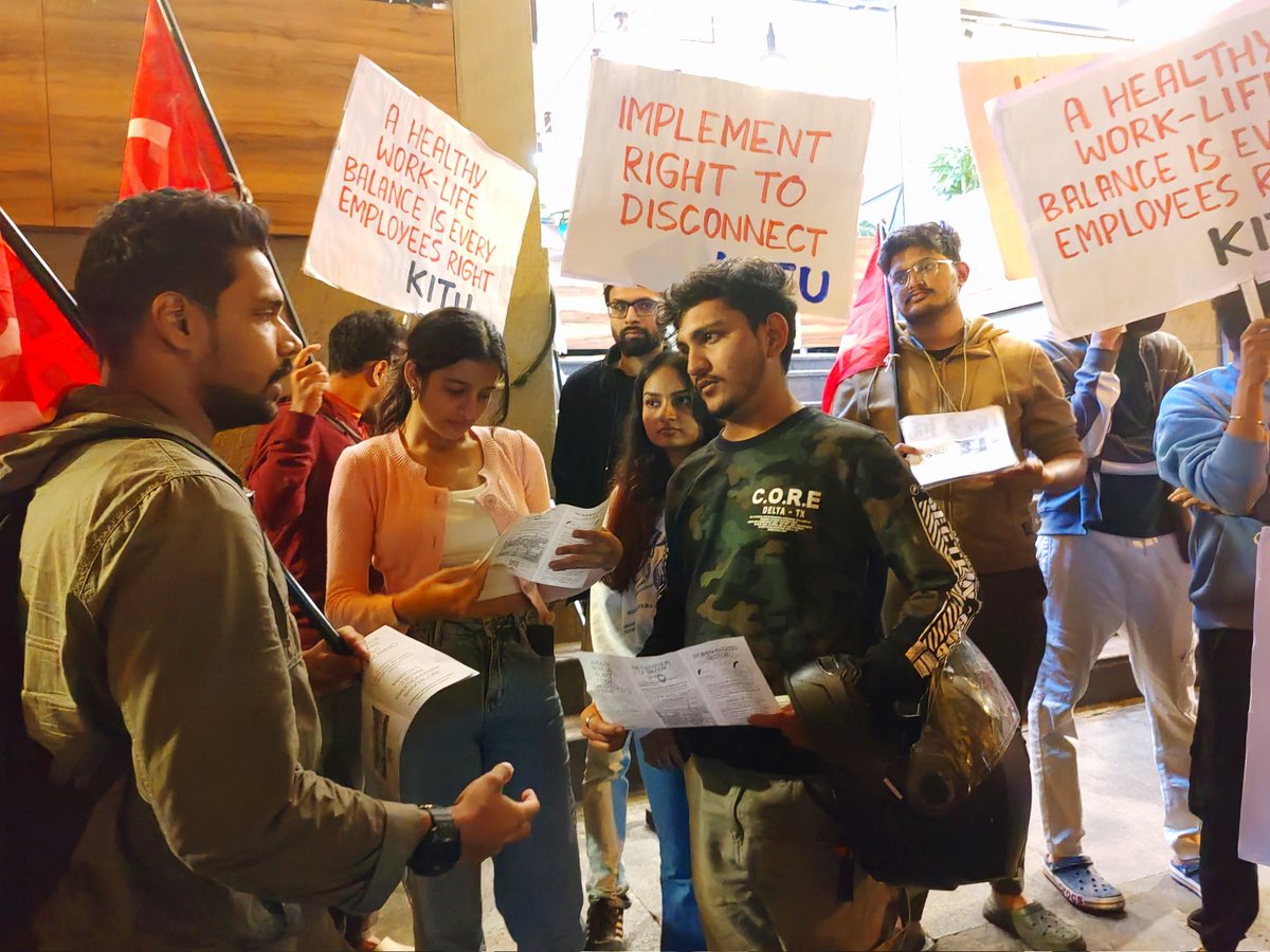 kitu_hq's tweet image. KITU Campaign at BTM 2nd Stage, Bangalore with the slogan: "A Healthy #WorkLifeBalance is Every Employee's Right."
Karnataka State IT/ITeS Employees Union is organizing a 'Mass Gathering' at Freedom Park, on 9th March 2.30 PM. 
#90hrWorkWeek

Join KITU
kituhq.org/joinus