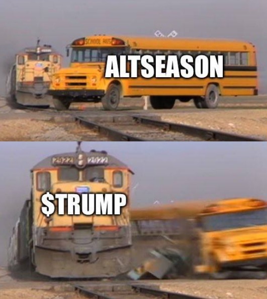 SUSANAMACIAS's tweet image. 🚂💥 Cuando crees que el &quot;Altseason&quot; está a la vuelta de la esquina... pero llega el tren de $TRUMP a toda velocidad. 😅
📉💸 ¡Prepárate para lo inesperado en el mundo cripto!

#Criptomemes #Altseason #TrumpCoin #TradingConRiesgo #CriptoHumor