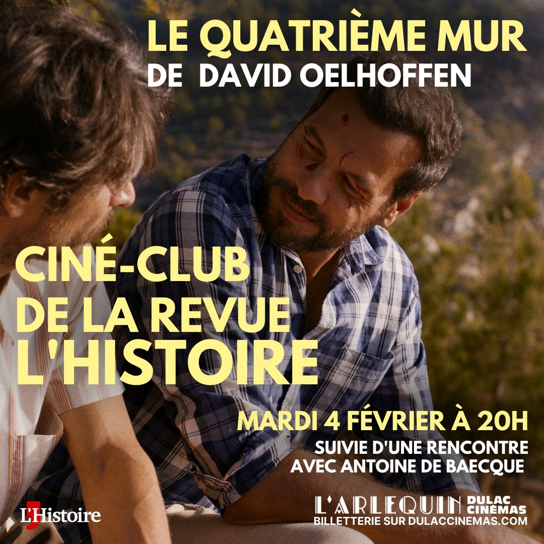 📚 🇱🇧  𝐂𝐢𝐧𝐞́-𝐜𝐥𝐮𝐛 𝐝𝐞 𝐥𝐚 𝐫𝐞𝐯𝐮𝐞 𝐥'𝐇𝐢𝐬𝐭𝐨𝐢𝐫𝐞 : 𝑳𝑬  𝑸𝑼𝑨𝑻𝑹𝑰𝑬̀𝑴𝑬 𝑴𝑼𝑹 𝐝𝐞 𝐃𝐚𝐯𝐢𝐝 𝐎𝐞𝐥𝐡𝐨𝐟𝐟𝐞𝐧
📅 Mardi 4 février à 20h📍l'Arlequin 
👉 Séance suivie d'une rencontre avec Antoine de Baecque
--
🎟 : bit.ly/RevueHistoire-…