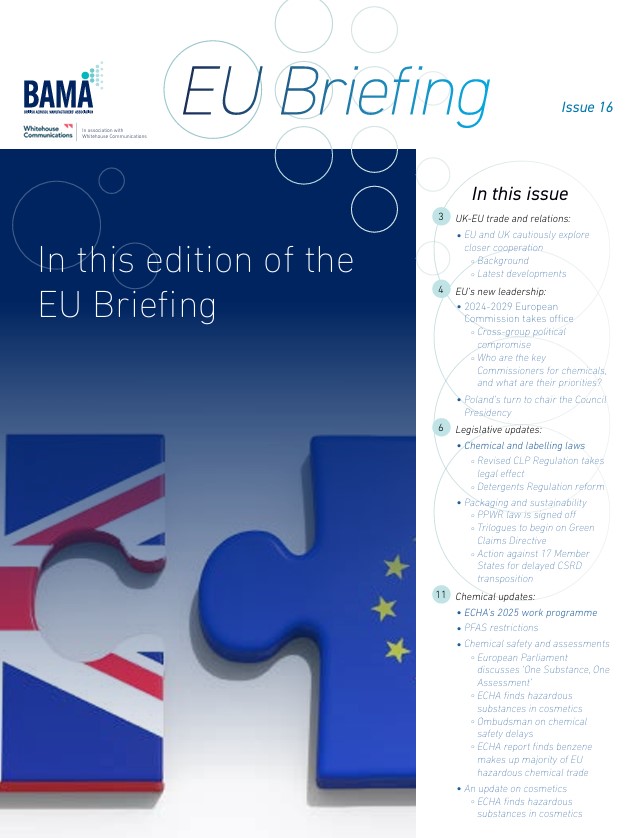 The latest edition of the BAMA EU Briefing is now available for Members to download: Catch up on EU-UK trade relations, legislation and chemical updates here:  bama.co.uk/library/EU-Bri…

#aerosol #regulations #labelling #packaging #EU