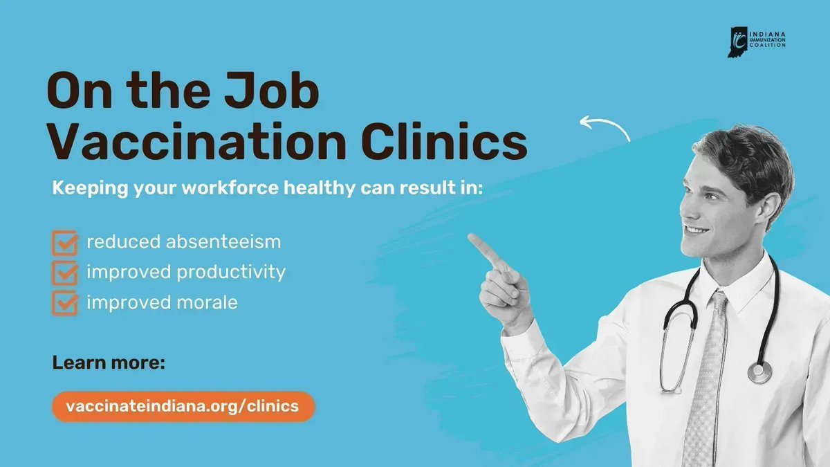 ❗️The flu costs US employers an average of $16 billion each year 💸 with employees missing approximately 17 million workdays 🤧. Employers can protect the health of their workforce and businesses by hosting on-site vaccination clinics. Learn more: vaccinateindiana.org/clinics/employ…