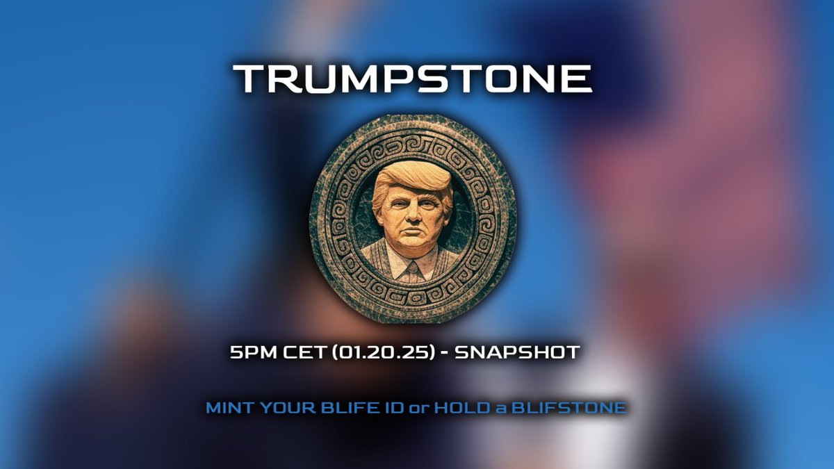 thetrumpstone's tweet image. 🟧TRUMPSTONES ARE HERE! (FREE MINT) 

HISTORY IN THE MAKING!

To be eligible: 
MINT your Blife ID or Hold a Blifstone

Snapshot will be taken at 5PM CET - 01.20.2025

Mint your BLIFE ID here: 
app.blifeprotocol.com
