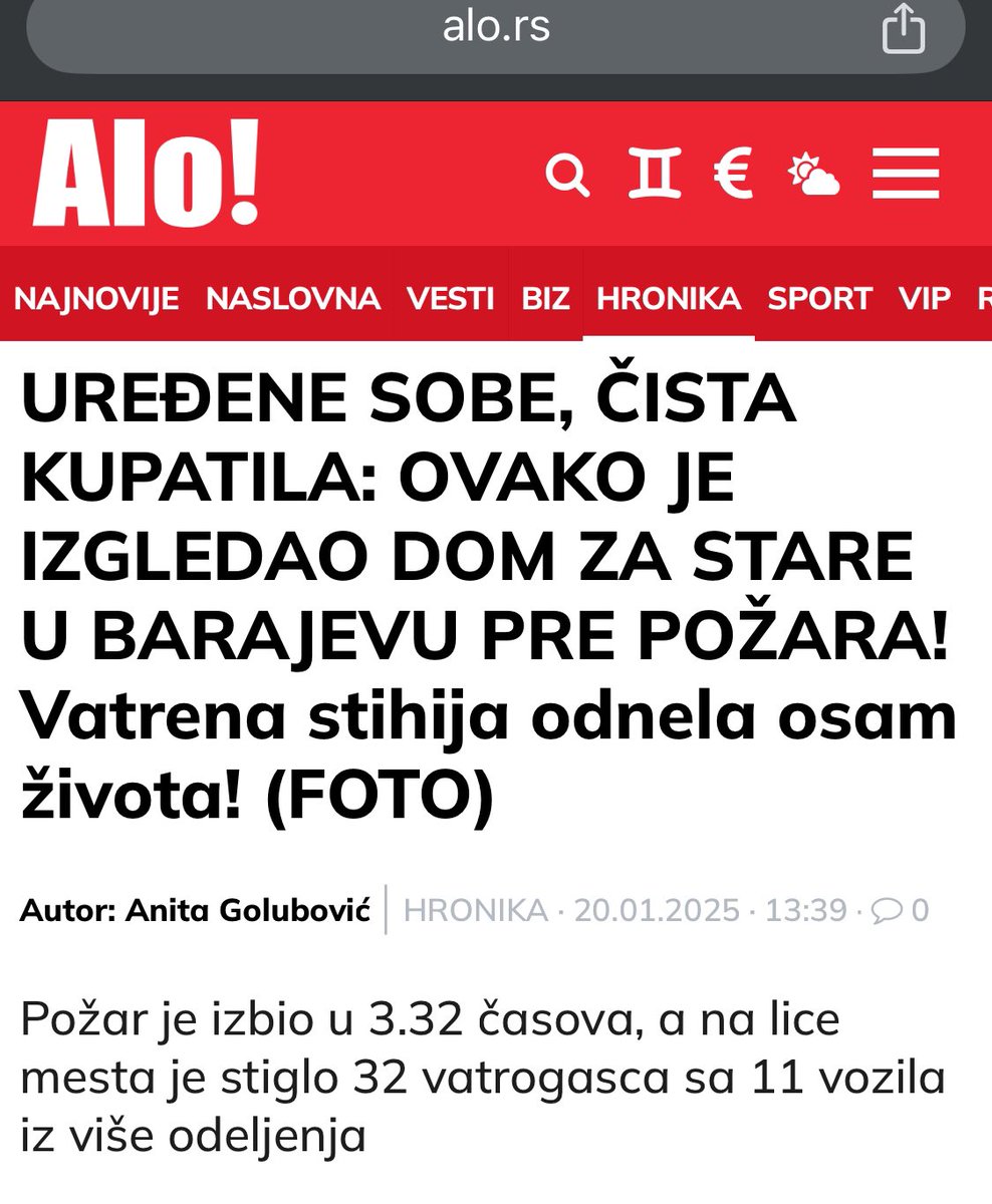 Ignorisanje poara u kom je poginulo 8 ljudi je potpuno bizarno ve, gotovo  jedino to se na reimskim medijima moe videti o tome je pohvala istih  kupatila.