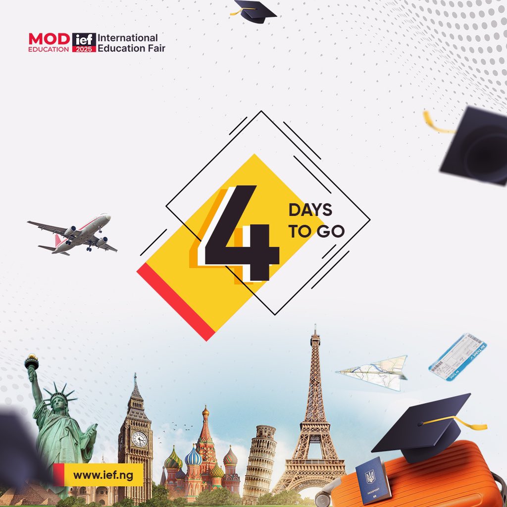 modedunigeria's tweet photo. 4 days to go!!

✅Meet university representatives 
✅Explore scholarships and funding opportunities
✅Get on the spot admission

Your global education is just a step away. Don’t wait. Sign up now at https://t.co/OKf8dj3GHb (link in bio)

#ief2025 #studyabroaddreams #modeducation https://t.co/8pCTP1MjVF