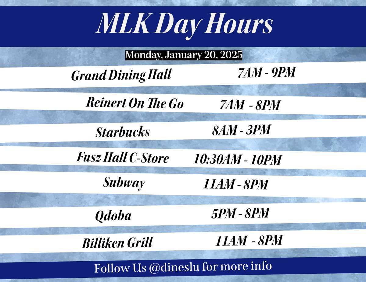 Here are today's Hours of Operation.
