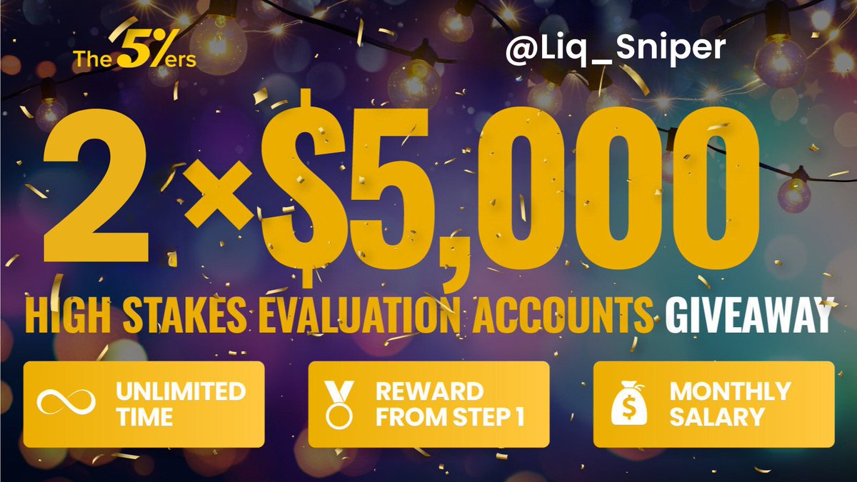 Liq_Sniper's tweet photo. Giveaway Alert! 🚨

🔰 2X $5K Account Giveaway 🔰

Rules:
➡️ Follow @the5erstrading &amp; @Liq_Sniper
➡️ Signup https://t.co/zJSD3fuNTa
➡️ Vote us on PFM https://t.co/Cu4i31AkHH
➡️ Like, Repost and Tag 3 Friends!

Winners announced in 5 Days!⏰ https://t.co/61YzaNtevR