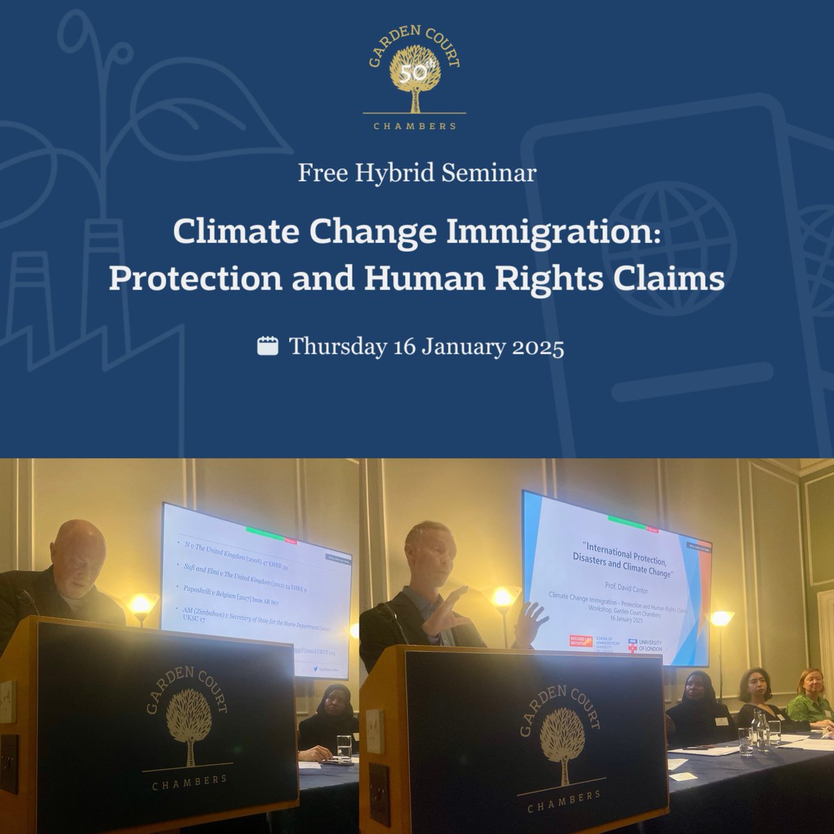 ⚡  Last week, our seminar on #ClimateChangeImmigration, chaired by Ubah Dirie, discussed the ways in which the effects of climate change may be identified &amp; relied on in the making of protection &amp; #HumanRights claims. 🌍