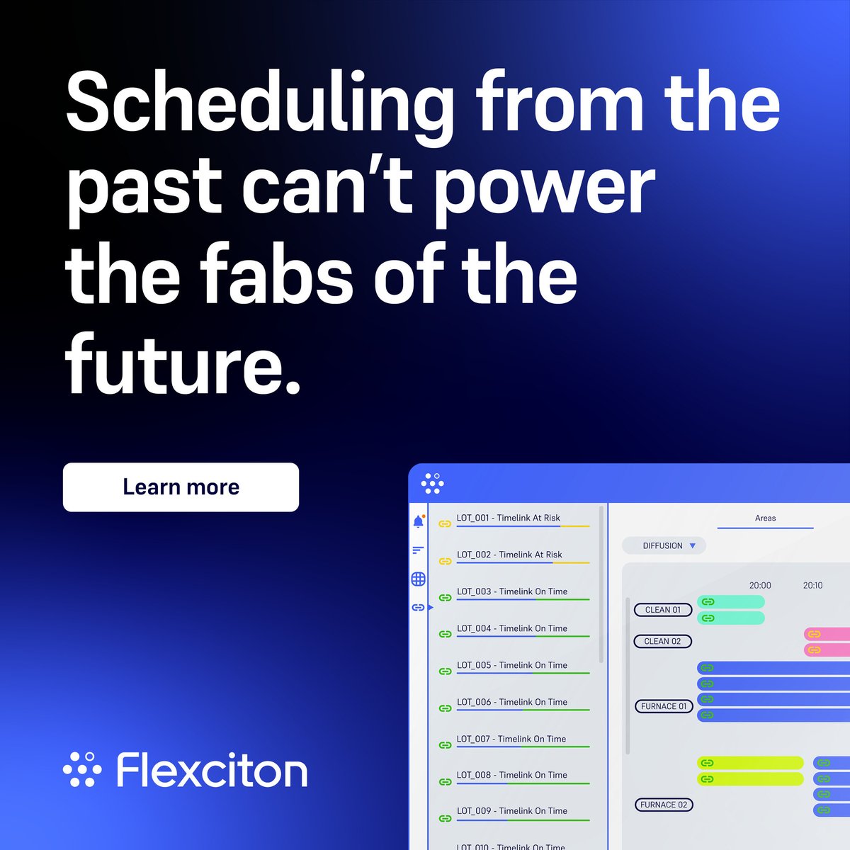 Can your current scheduler guarantee better performance? 

Experience AI-driven optimization, superior predictability, and guaranteed KPI enhancements. Streamline your production processes and watch your fab thrive with the power of autonomy 

Learn more: bit.ly/42mmh1R