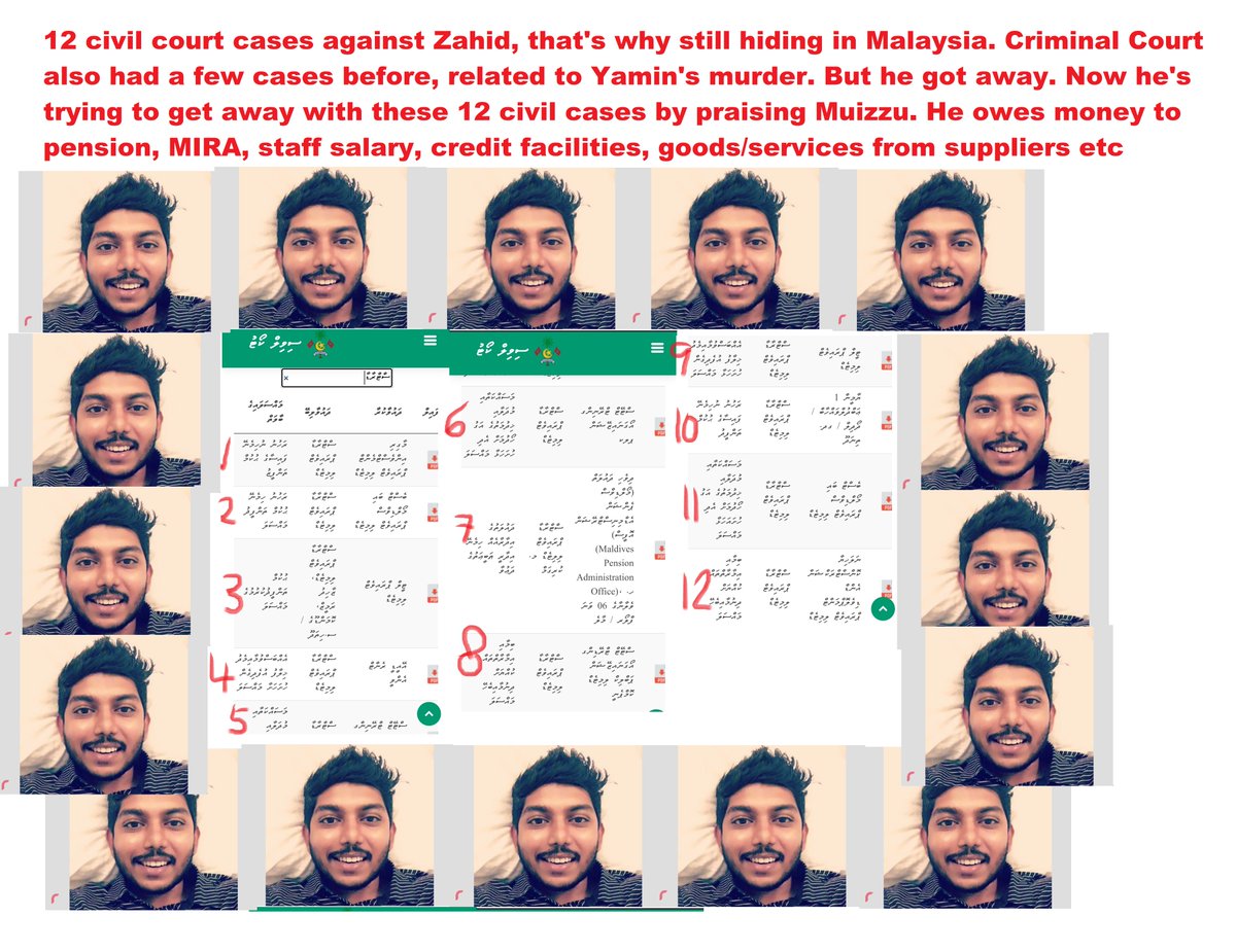 Hassan Kurusee (@hkurusee) on Twitter photo What choice does <a href="/xahidcreator/">Zahid Rameez</a> have other than hiding in Malaysia and praising <a href="/MMuizzu/">Dr Mohamed Muizzu</a>?
12 civil court cases against him. Pension after him. MIRA after him. Staff after him. Suppliers after him.
He wants to get away with these 12 cases like he got away with criminal court What choice does <a href="/xahidcreator/">Zahid Rameez</a> have other than hiding in Malaysia and praising <a href="/MMuizzu/">Dr Mohamed Muizzu</a>?
12 civil court cases against him. Pension after him. MIRA after him. Staff after him. Suppliers after him.
He wants to get away with these 12 cases like he got away with criminal court