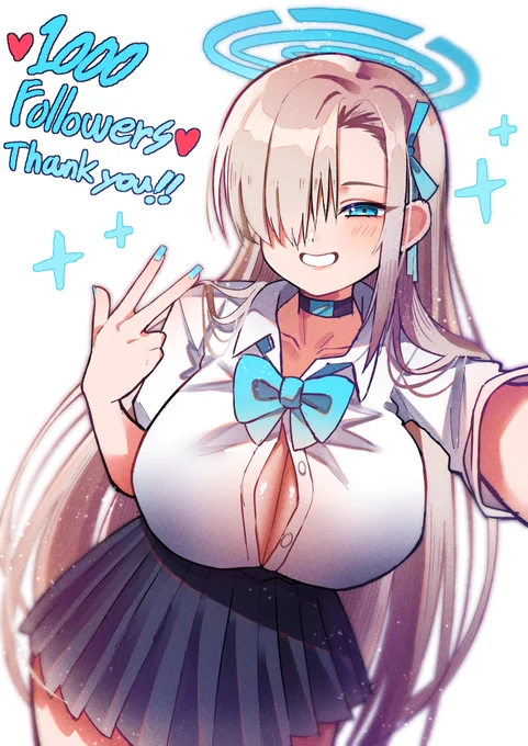 制服アスナーーー実装!!!!!そして最愛のアスナ3着目のタイミングでフォロワー様1000人達成いたしました!!皆さまいつも本当にありがとうございます! いーんは仲間が1000人できた! #ブルアカ