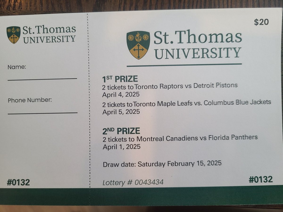 John Hickey (@_johnhickey) on Twitter photo <a href="/STUMENSBBALL/">STU Men’s Basketball</a> are selling raffle tickets!
Tickets are $20/each
<a href="/MapleLeafs/">Toronto Maple Leafs</a> <a href="/Raptors/">Toronto Raptors</a> & <a href="/CanadiensMTL/">Canadiens Montréal</a> tickets are up for grabs.
Everything raised goes directly to the players. <a href="/STUMENSBBALL/">STU Men’s Basketball</a> are selling raffle tickets!
Tickets are $20/each
<a href="/MapleLeafs/">Toronto Maple Leafs</a> <a href="/Raptors/">Toronto Raptors</a> & <a href="/CanadiensMTL/">Canadiens Montréal</a> tickets are up for grabs.
Everything raised goes directly to the players.