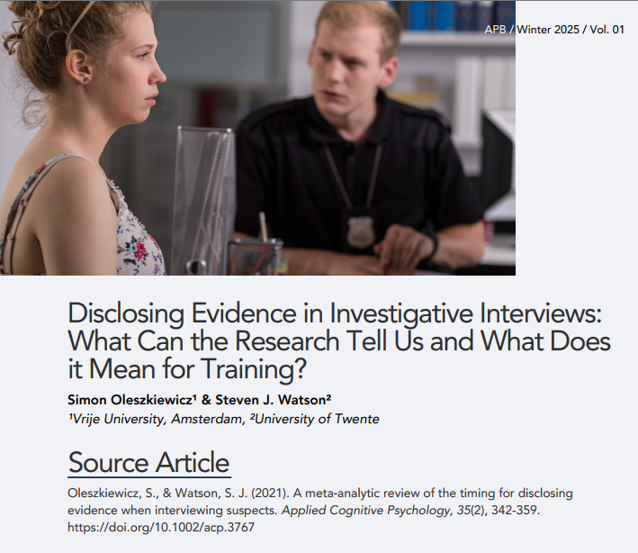 Kirk Luther (@kirkluther) on Twitter photo 1/ 🚨 Day 13 of our #APB Winter 2025 spotlight! 🚨
Today’s feature: “Disclosing Evidence in Investigative Interviews: What Can the Research Tell Us and What Does it Mean for Training?” by <a href="/Szimar/">Simon Oleszkiewicz</a> & <a href="/nostawnevets/">Steven Watson</a>! A thread 🧵👇 #InvestigativeInterviewing 1/ 🚨 Day 13 of our #APB Winter 2025 spotlight! 🚨
Today’s feature: “Disclosing Evidence in Investigative Interviews: What Can the Research Tell Us and What Does it Mean for Training?” by <a href="/Szimar/">Simon Oleszkiewicz</a> & <a href="/nostawnevets/">Steven Watson</a>! A thread 🧵👇 #InvestigativeInterviewing