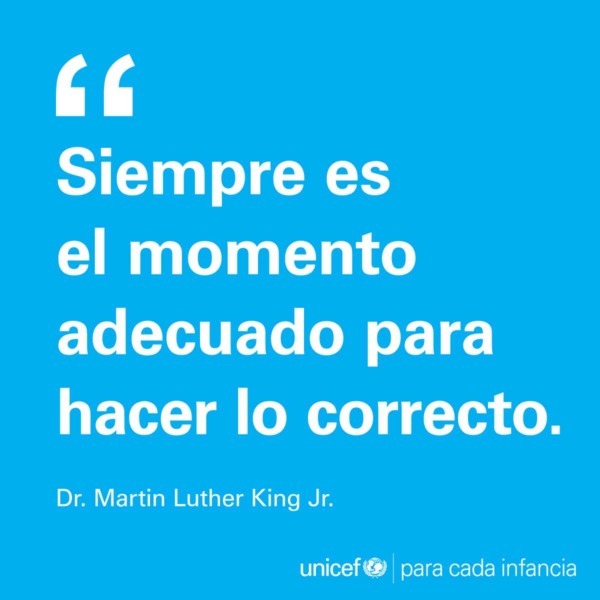 unicefenespanol's tweet photo. Estas inspiradoras palabras del Dr. Martin Luther King Jr. siguen resonando con fuerza hoy en día. 

Trabajemos juntos para construir un mundo mejor, más seguro y más justo #ParaCadaInfancia.

#DíaMLK https://t.co/Ggy0xmLBiV