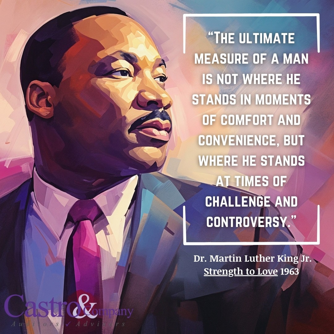 CastroandCo's tweet photo. Castro &amp; Company honors the legacy of Dr. Martin Luther King Jr., whose vision of freedom, justice and nonviolent activism reshaped our nation through powerful words spoken in our Nation’s capital. Learn more: https://t.co/s2s51gW49i #MLKDay https://t.co/CFy6M9Eumm