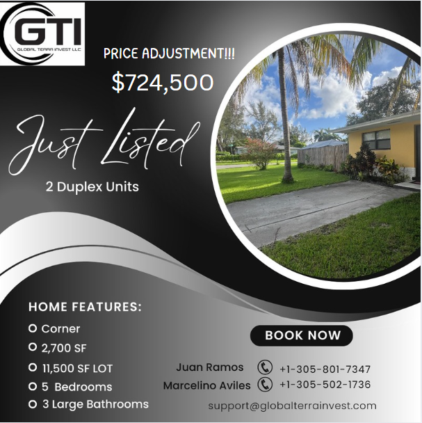 TierraInvest's tweet photo. We are pleased to announce a price adjustment for this exceptional duplex located at 11741 NE 114th Ave, North Miami. https://t.co/dBXskN3ZA4