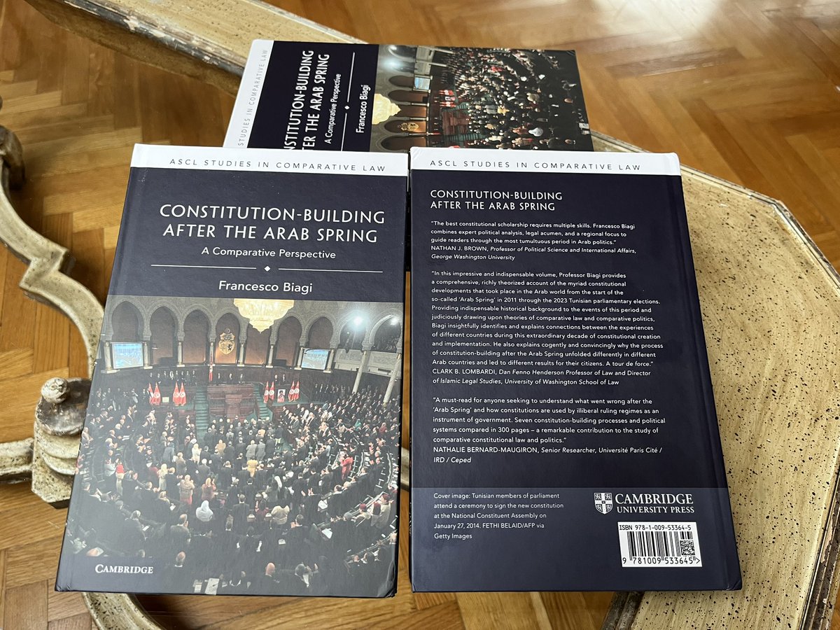 FrancescoBiagi's tweet photo. 🤩🤩🤩My new book “Constitution-building after the Arab Spring. A Comparative Perspective” (@CUP_Law 2025) is finally out! Almost ten years of work. It was an amazing journey!
👇
https://t.co/SYnyAfTgXN https://t.co/7nYzVwpYFA
