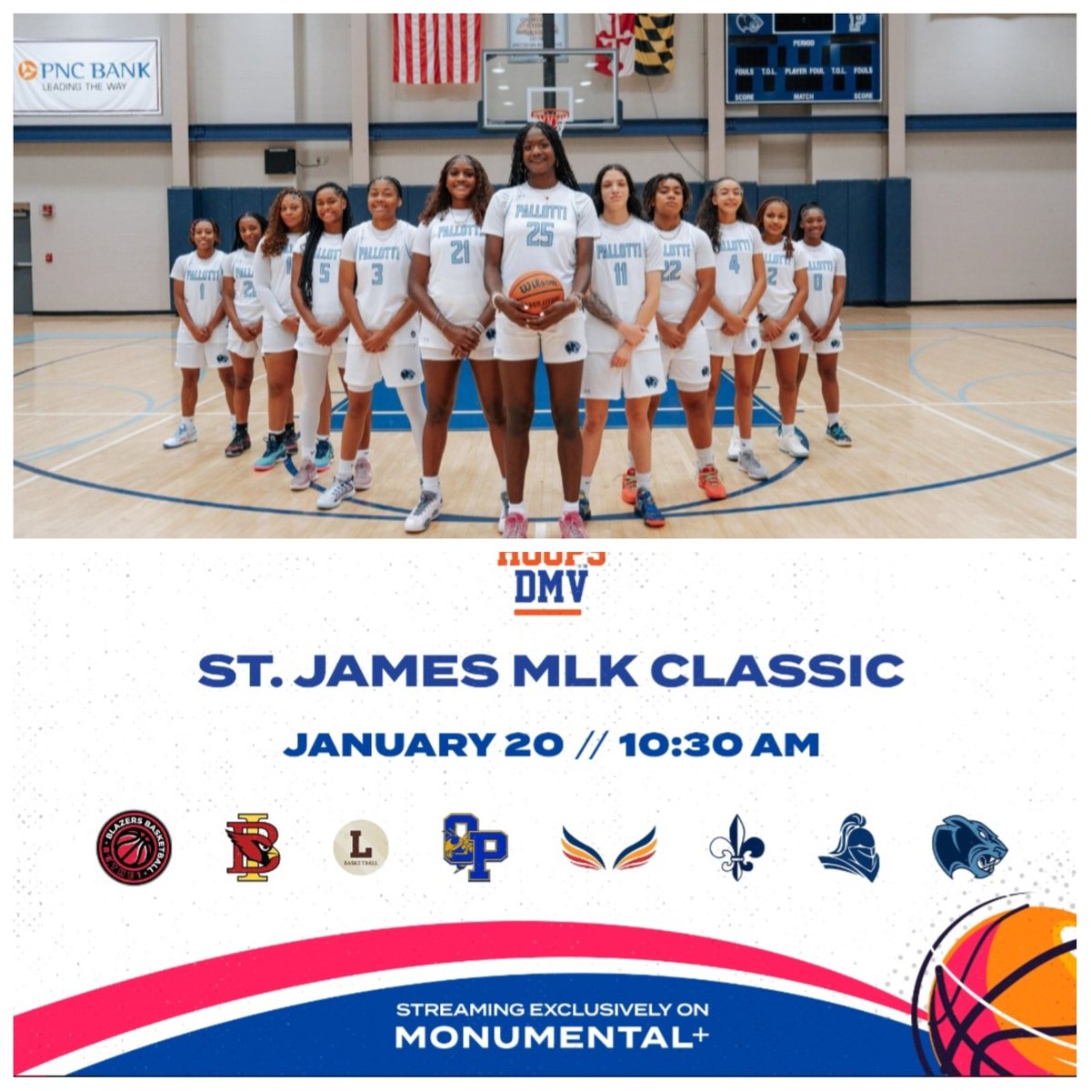 SVPHSAthletics's tweet image. Good luck to our Girls Basketball team who play Osbourn Park at 130pm. The game will be streamed on the Monumental Sports Network! Good Luck Ladies!  @Pallotti_HS @PallottiWBB @IAAMconnected @SunVarsity @WashPostHS @laurelleader #TheSVPway #PantherPride #OnePallotti #WinTheDay