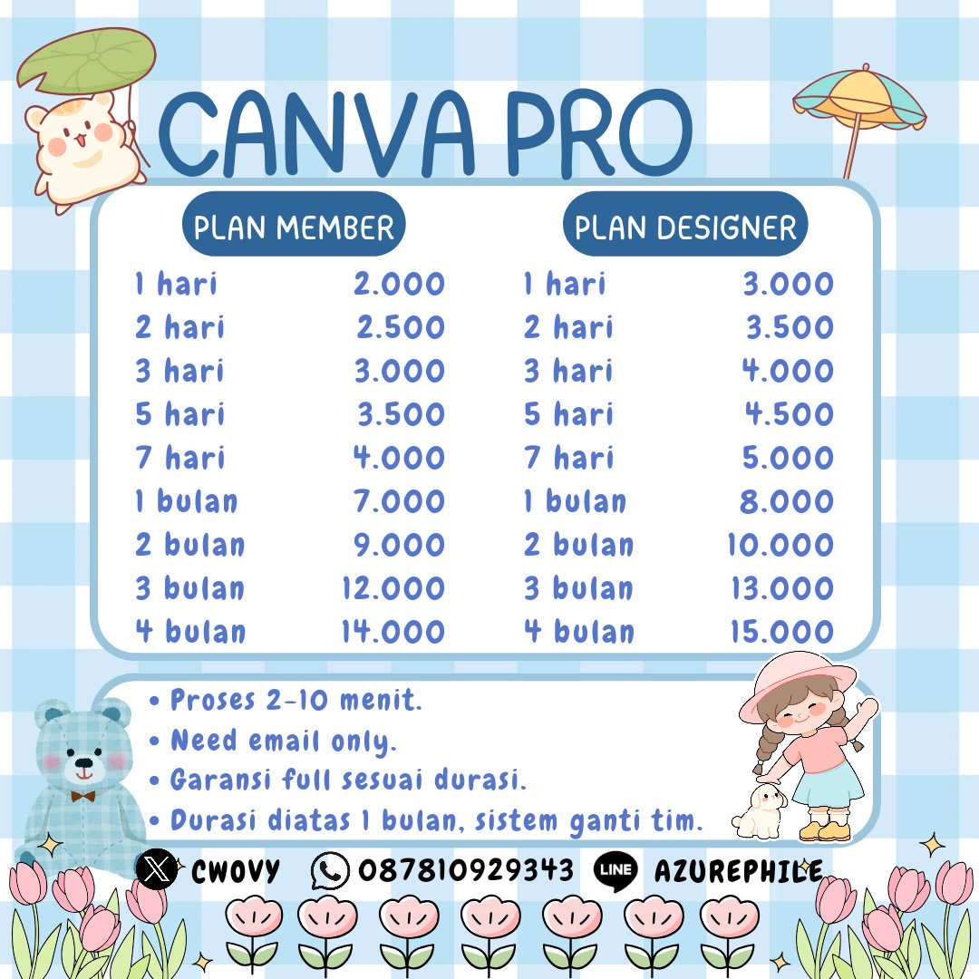 vtown's tweet image. ready canva pro nya kak, ayo beli di aku fast proses fastresp ke whatsapp di pinned wtb wts murah #zonauang