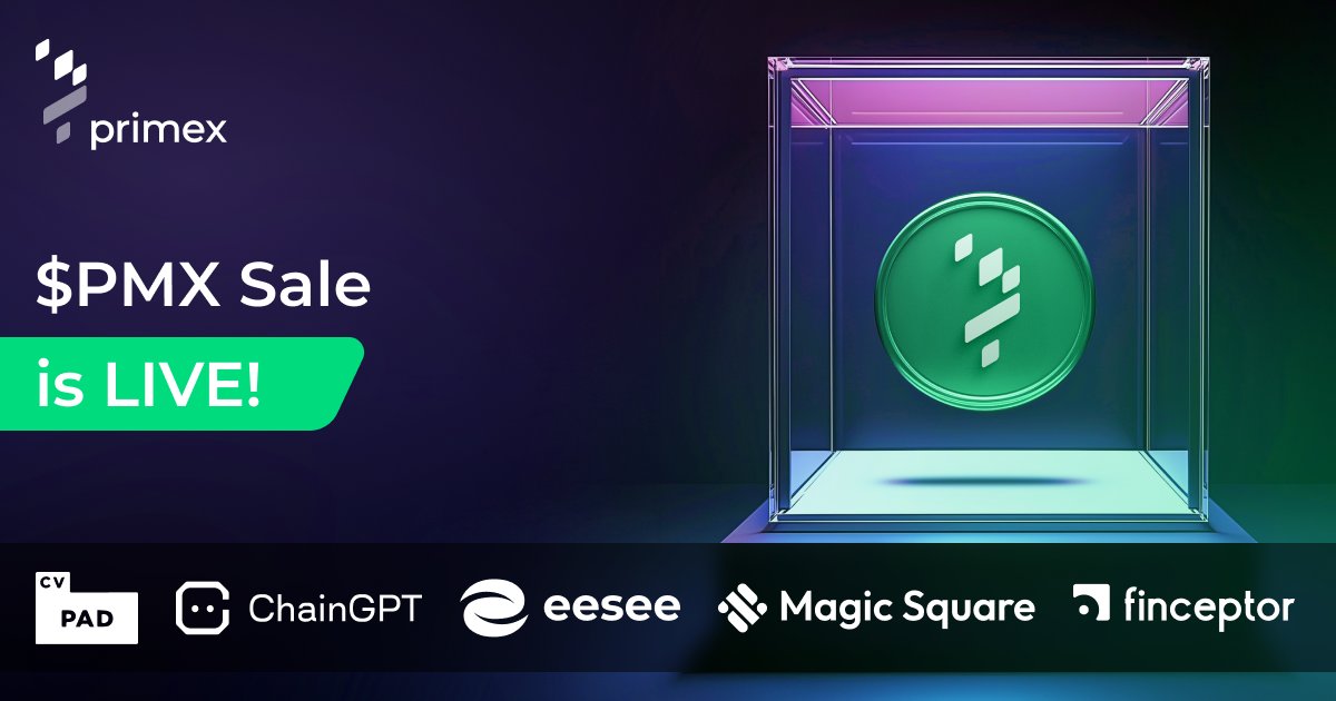 Primex Finance (@primex_official) on Twitter photo 🚀 $PMX Public Sale is LIVE 🚀
Primex Token (PMX) Public Sale is happening across 5 platforms: <a href="/ChainGPT_Pad/">ChainGPT Pad</a>, <a href="/MagicLaunchpad/">Magic Launchpad</a>, <a href="/CVAgentlauncher/">Agentlauncher</a>, <a href="/eesee_io/">eesee.io</a>, <a href="/FinceptorApp/">Finceptor</a> with limited allocations!
🎯 Sale Dates & Platforms:
📅 Agentlauncher: Jan 20-27 | Sale is LIVE!
👉 🚀 $PMX Public Sale is LIVE 🚀
Primex Token (PMX) Public Sale is happening across 5 platforms: <a href="/ChainGPT_Pad/">ChainGPT Pad</a>, <a href="/MagicLaunchpad/">Magic Launchpad</a>, <a href="/CVAgentlauncher/">Agentlauncher</a>, <a href="/eesee_io/">eesee.io</a>, <a href="/FinceptorApp/">Finceptor</a> with limited allocations!
🎯 Sale Dates & Platforms:
📅 Agentlauncher: Jan 20-27 | Sale is LIVE!
👉