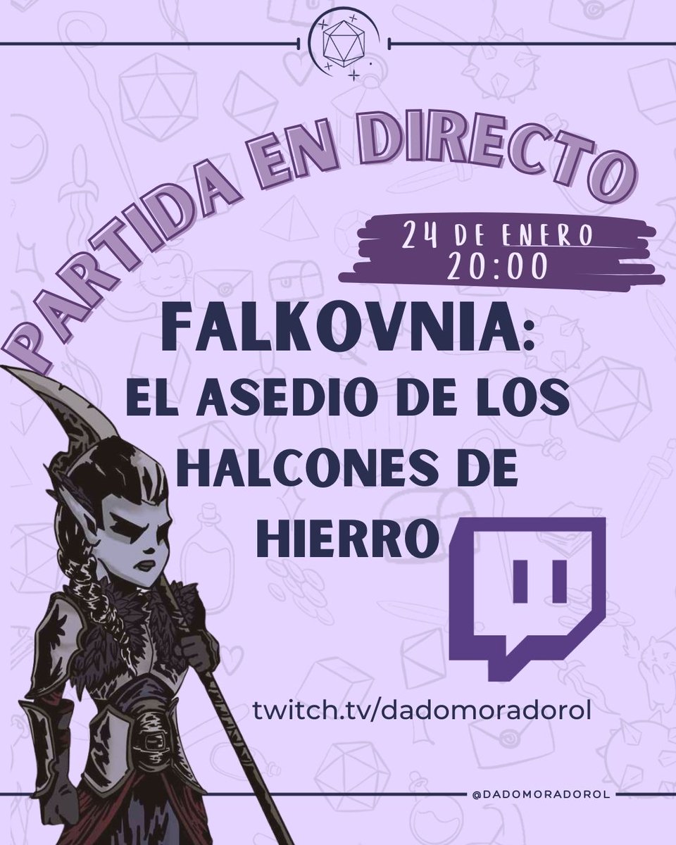 ¡Este viernes 24 de enero nos estrenamos en Twitch! Comenzaremos la oscura campaña de Falkovnia: El Asedio de los Halcones de Hierro, así que preparaos, marcad la fecha en el calendario, poneos una alarma y no os perdáis nuestra gran aventura.
