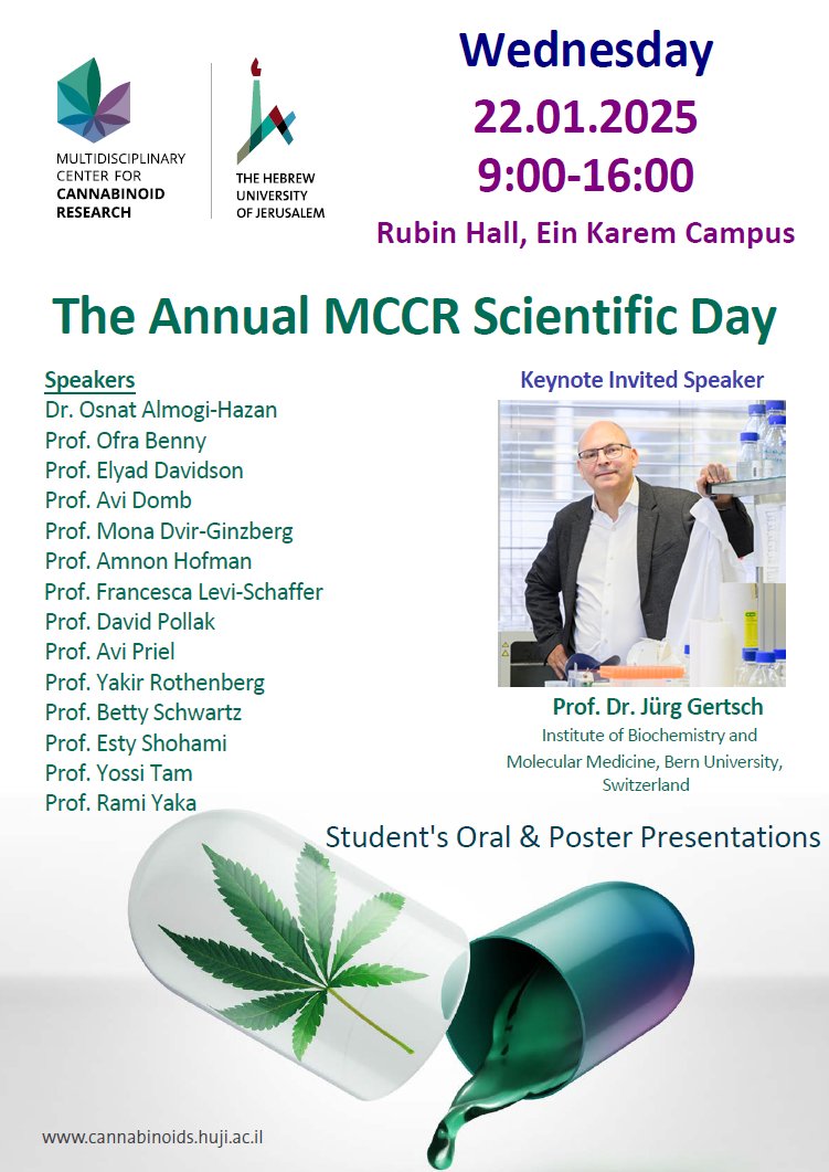 📢 Exciting news! The Annual MCCR Scientific Day is happening this Wednesday! 🎓🌿 Join us for groundbreaking talks, student presentations, and engaging discussions on cannabinoid research. Don’t miss it! #MCCR2025 #CannabinoidResearch