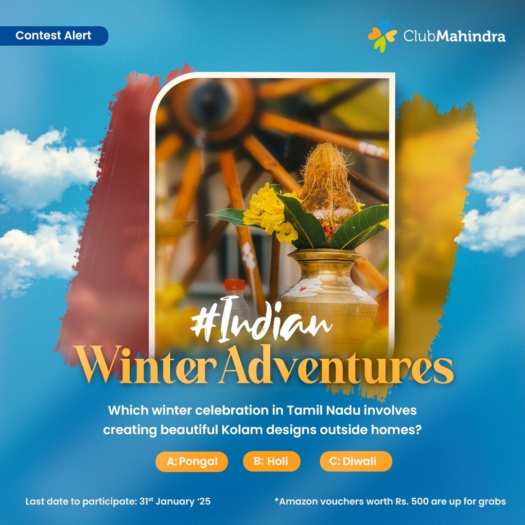 #ContestAlert 5 of 15 

Participate in all #IndianWinterAdventures

STEPS

1) Commenting using #IndianWinterAdventures &amp; tagging 4 friends &amp; 
<a href="/clubmahindra/">Club Mahindra</a>
 is mandatory.

2) Participate in all 15 contest posts. Winners get Amazon vouchers worth INR 500 each