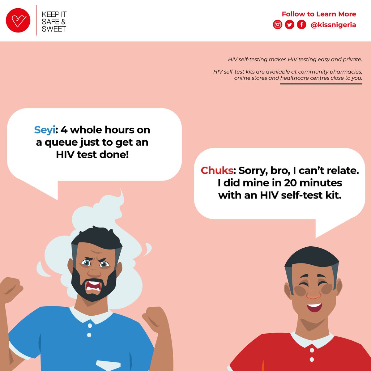 HIV self-testing makes HIV testing easy and private.
All you need is 20 minutes!!!

You can get HIV self-test kits at community pharmacies, online stores, and healthcare centres close to you.

Follow us to learn more about HIV prevention options
#keepitsafeandsweet
#hivprevention