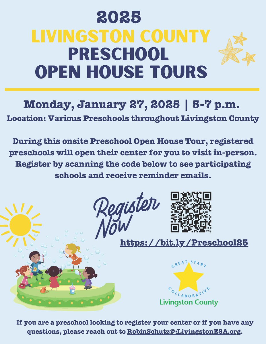 Come on out on January 27th from 5-7 p.m. to the LESA building 1425 W. Grand River Ave. Howell MI to find out about LESA Early Childhood programs and see a classroom. We offer Early Head Start, Head Start, and GSRP programs throughout Livingston County!