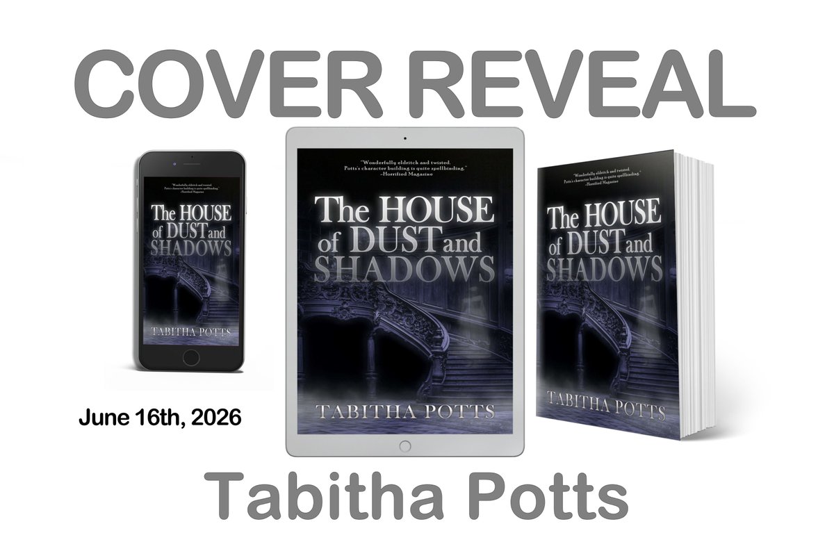 Happy COVER REVEAL DAY to <a href="/tabithapotts/">Tabitha Potts</a> for her spooky horror, THE HOUSE OF DUST AND SHADOWS. Look for it in 2026, and add it to your Goodreads TBR today!
goodreads.com/book/show/2224… 

#BookTwitter #coverreveal #horrornovel #rowanprosepub