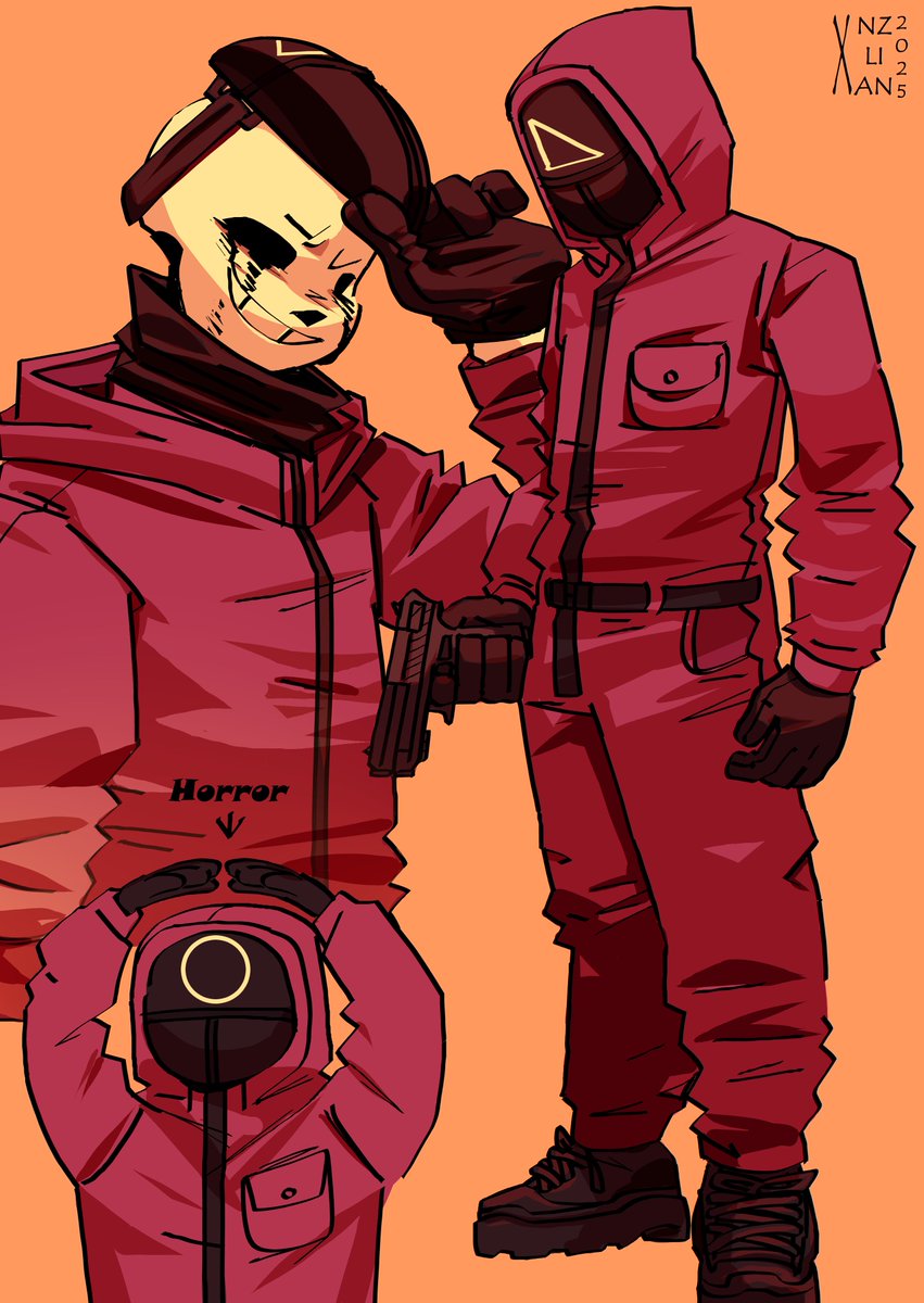 ProductionRoxy's tweet photo. You guys said Killer fits the triangle more than the square, so. Oh and I wanted to include Horror too bc circle guards r adorable..
I think I might've overused the yellow/orange background.

∆ belongs to RahafWabas 
o belongs to Sour-Apple-Studios https://t.co/5wHe6dLHPP