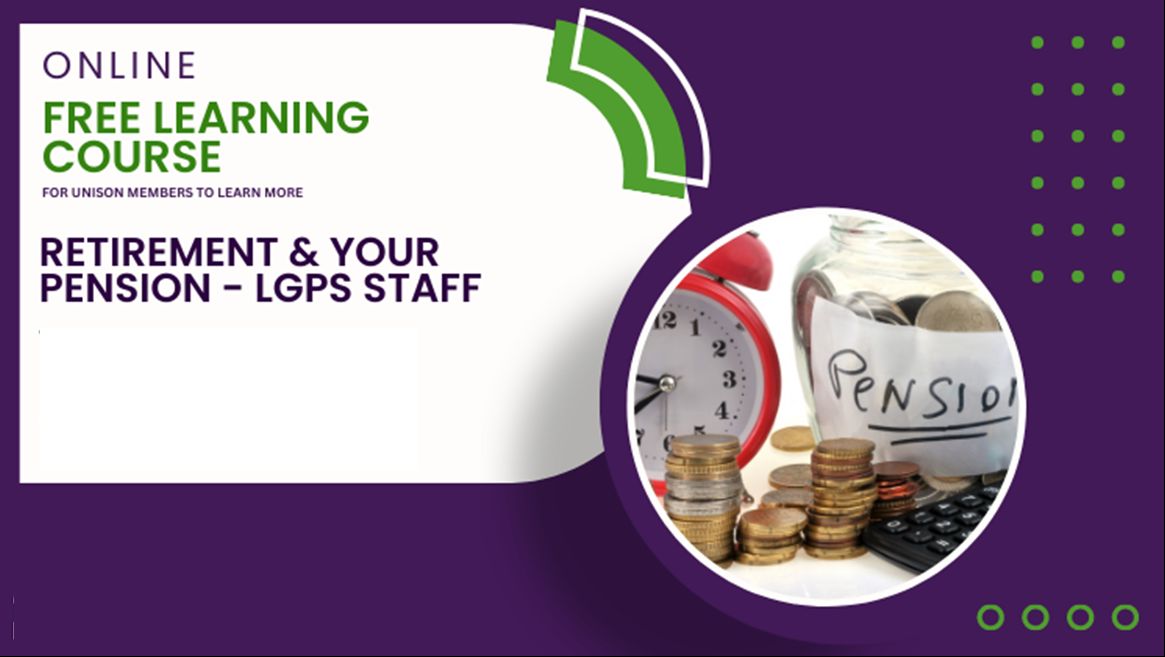 Are you a UNISON member in LG wanting information on pensions and flexible retirement?   If so, we’ve got the courses for you:
1️⃣ Understanding Public Sector Pensions
2️⃣ Understanding Your Flexible Retirement Options in LG 

Click for more info:buff.ly/4jgU2I1