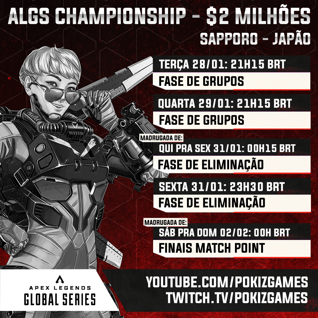 pOkizGames's tweet photo. 🚨 A contagem regressiva continua:

- faltam 4 dias pra eu embarcar pro Japão
- faltam 7 dias pra começar a ALGS Championship, o maior evento de Apex do ano

Vou estar lá na arena trazendo toda emoção pra vcs, vão ser 5 dias de festa🔥

Salva a agenda e manda um RT pra espalhar https://t.co/c5nEh8qh4q