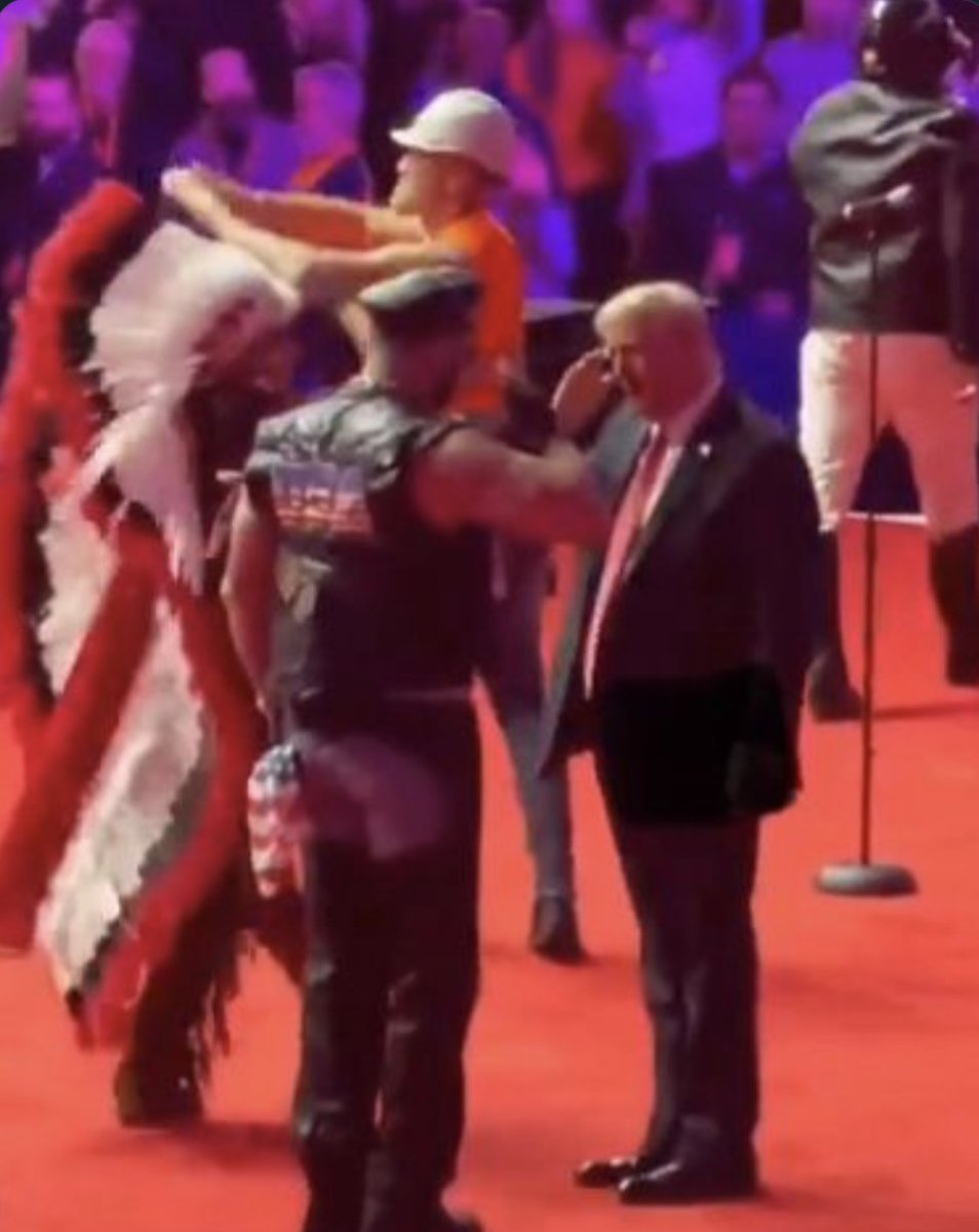 PhillyCrumb's tweet image. Our new president saluting the assless chaps guy from the Village People makes me proud to be an American again.