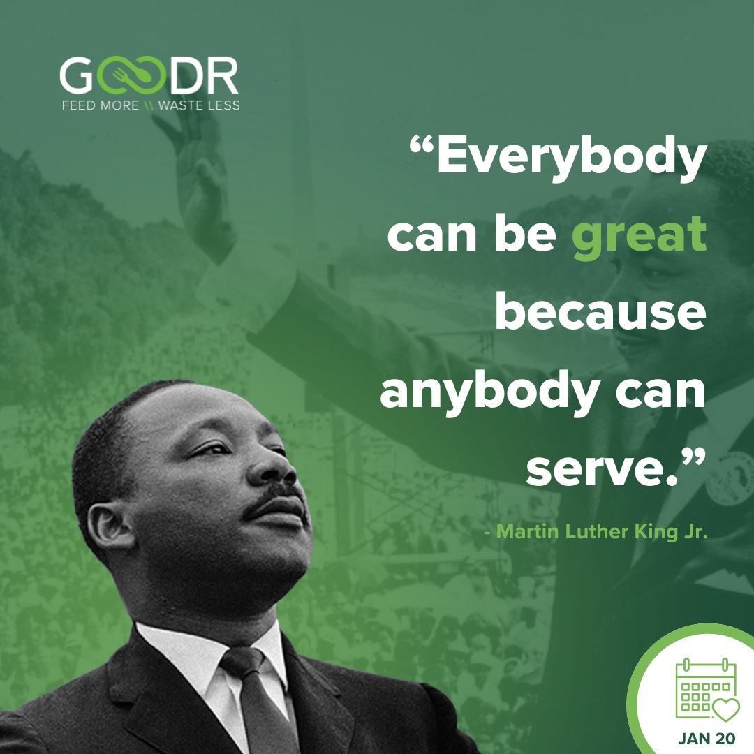On this MLK Day, we reflect on the teachings of Dr. Martin Luther King Jr. and reaffirm our dedication to service, equity, and impact. Let’s continue his legacy by making a difference, one good deed at a time. 💚 #MLKDay #DoGoodr #InspiredToServe