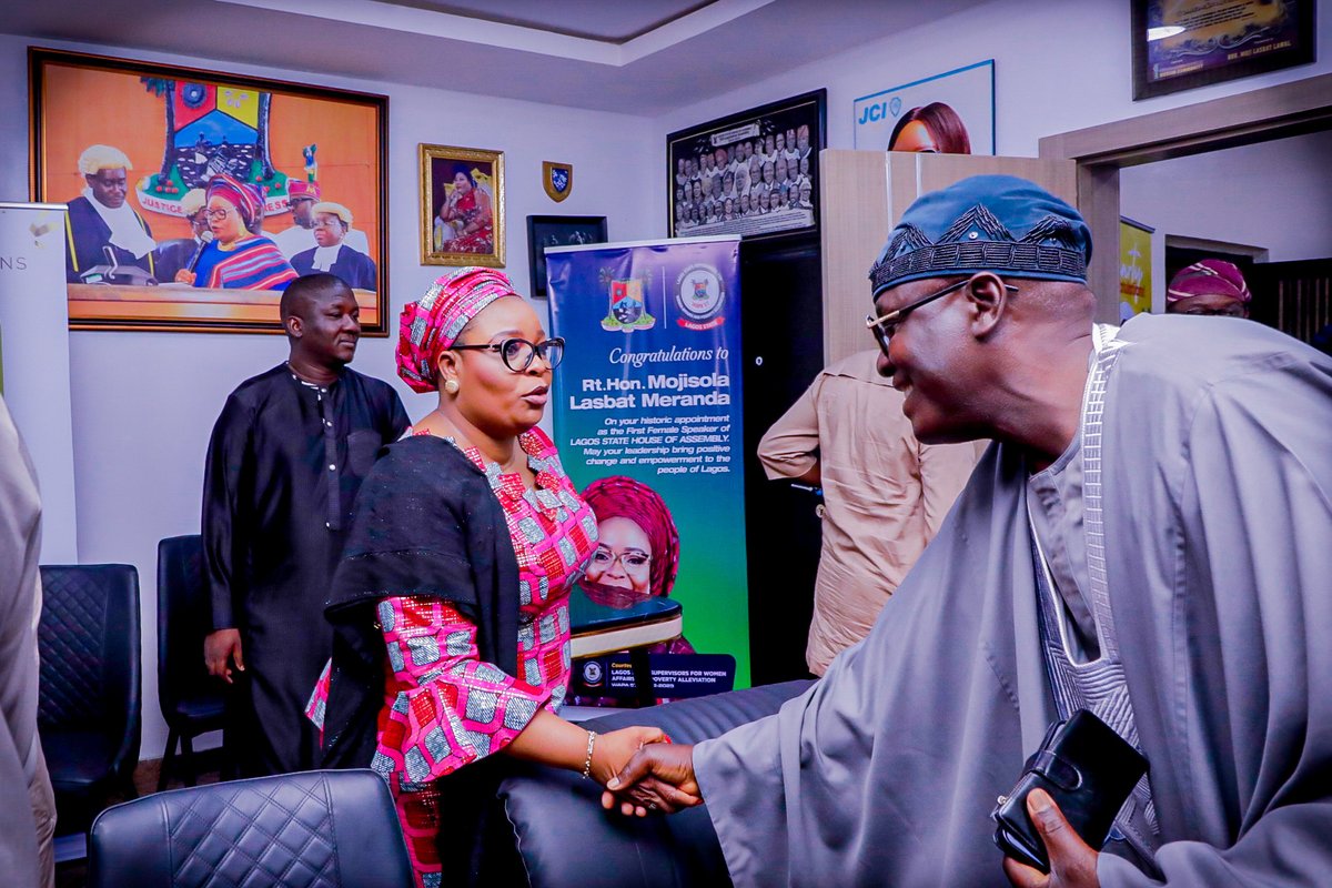 LSHASpeaker's tweet photo. former State Party Chairman, Tunde Balogun; former Deputy Governor, Femi Pedro; Lagos APC Youth Leader, Comrade @Seriki_MI  and Alhaji Mutiu Are, during a courtesy visit to her office. https://t.co/i59YfdSQR1
