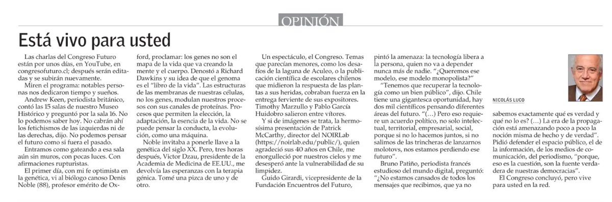Mi columna de hoy en El Mercurio:
