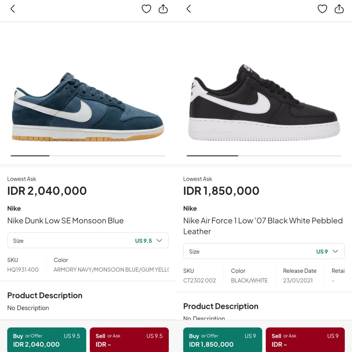 viokharisma's tweet photo. Bismillah
SIAP KIRIM
DARI BANDUNG
COD DI HAYHOO COFFEE
CIJAGRA BUAH BATU

Nike Dunk Low SE
Monsoon Blue
Size 43
IDR. 1.399.000 / PAIR
RETAIL 1.909.000

Nike Air Force 1 '07
Black White
Size 42,5
IDR. 1.299.000
RETAIL IDR. 1.499.000

TAKE ALL
IDR. 2.499.000 (2 pair)

BNIB RESMI https://t.co/AOTqhPYPFj