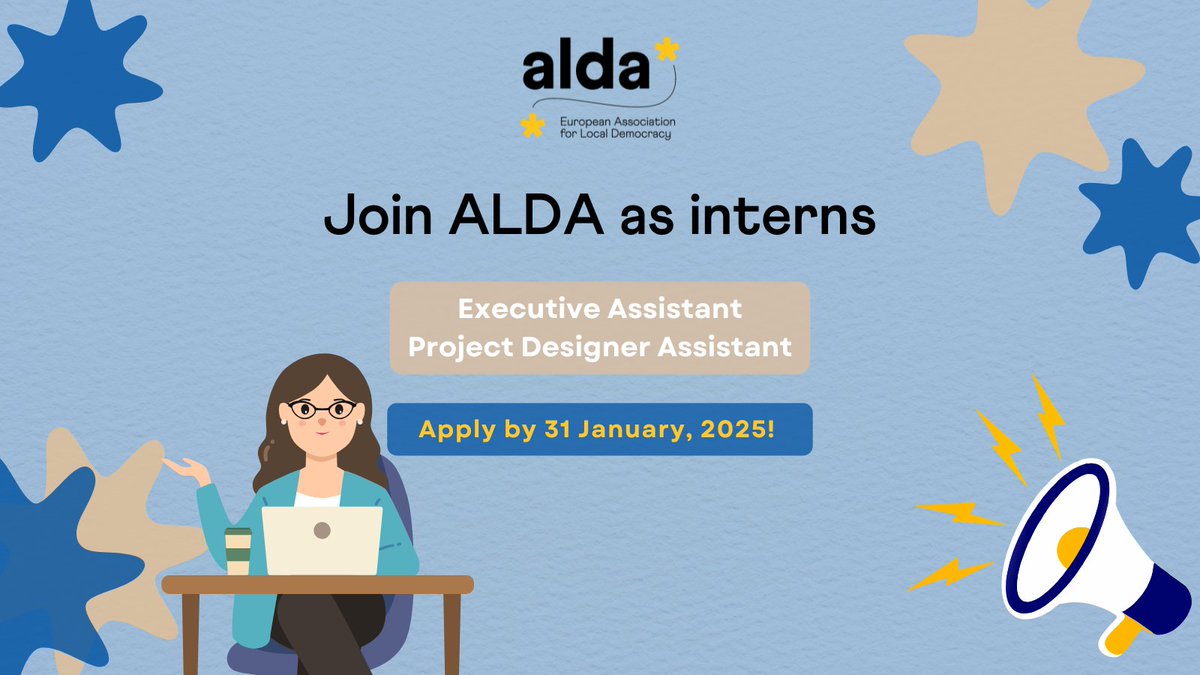🚀 Join ALDA as an #intern!

📢 2 opportunities:
👉 Project Designer Assistant (apply by 27 Jan)
👉 Executive Assistant (apply by 31 Jan)

📍 Vicenza, Italy | 📆 6 months

Details:
Project Designer: bit.ly/4g4hJk0
Executive Assistant: bit.ly/4hmGlFx