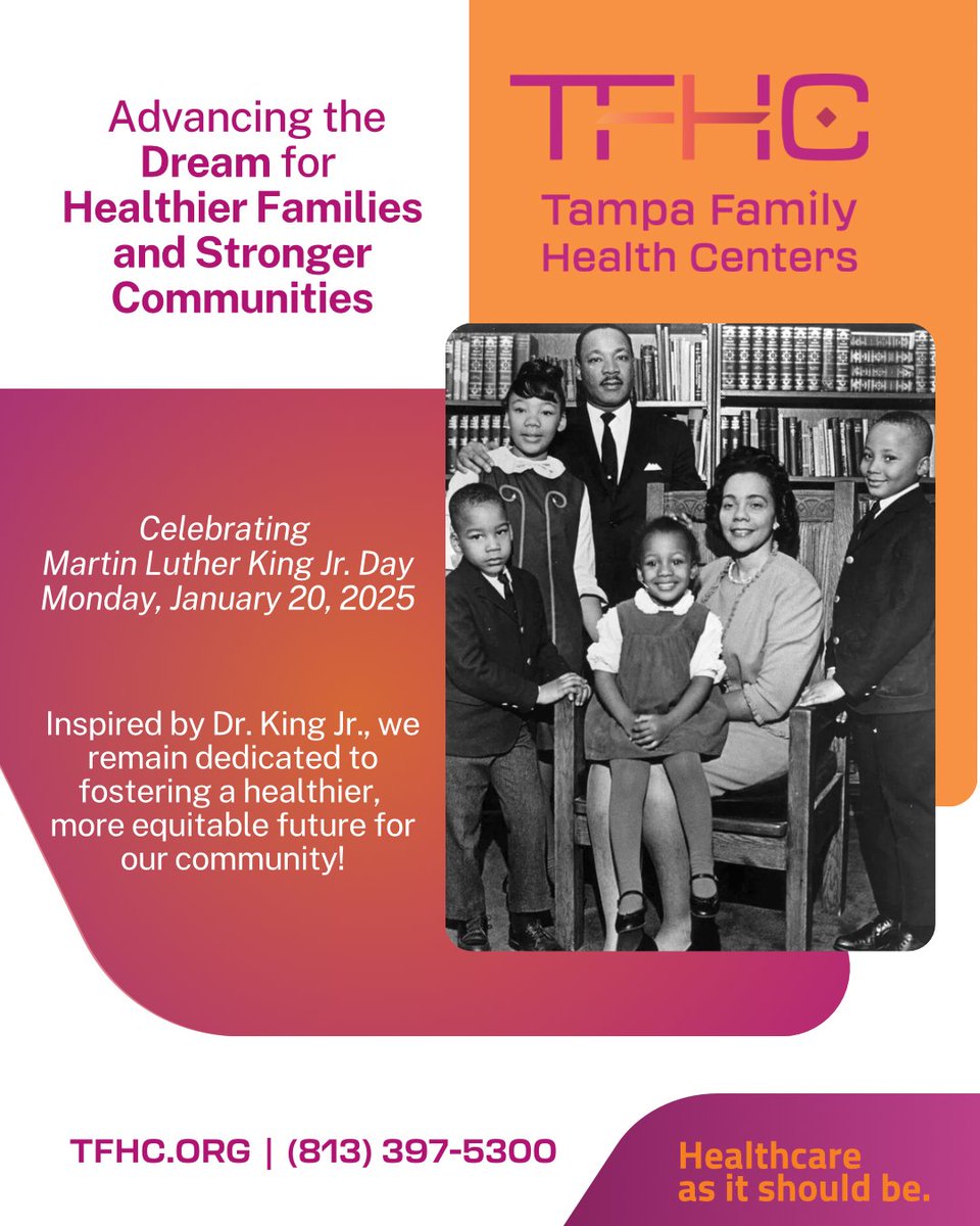 tampafamhealth's tweet photo. Dr. King showed us the power of hope, justice, and unity. As we honor his legacy today, catch us in the MLK Parade—we’d love to see you there!
#MLKDay #Community #Equity #HealthcareAsItShouldBe #TFHC https://t.co/YEYZVgOTyU