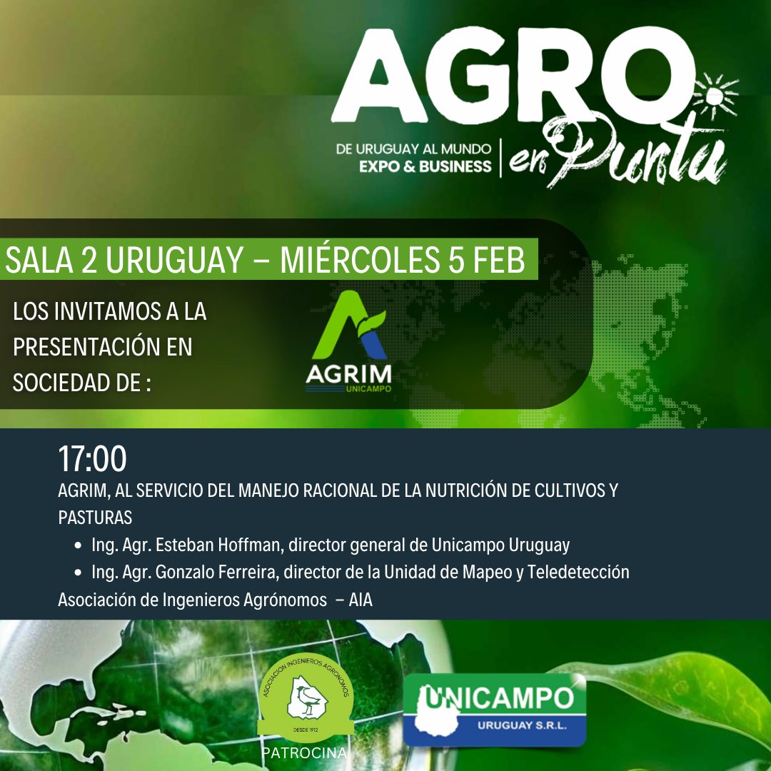 El miércoles 5 de febrero a las 17:00 los esperamos en la Sala 2 Uruguay para la presentación en sociedad de AGRIM!