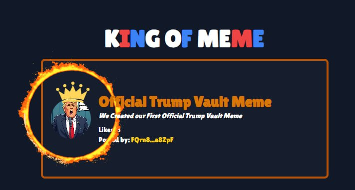 TrumpVault_X's tweet photo. Is this meme worthy of the crown? Prove it wrong by sharing yours and becoming the KING OF MEMES!👑

https://t.co/FbgsmbaQ8E

$TV https://t.co/e5iztnChq2