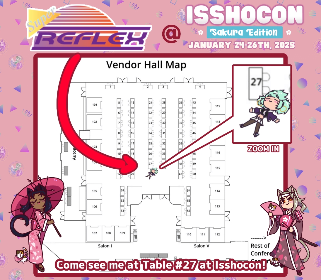SUPERREFLEX_art's tweet photo. It's Con week!! I'll be at @IsshoconOfcl  this weekend for my first show of the year! I'm so excited to get back into the thick of it as con season restarts up! I'm also participating in a stamp rally with some amazing people and my prize is Issho exclusive merch! See you there! https://t.co/pa3d6VY5Yh